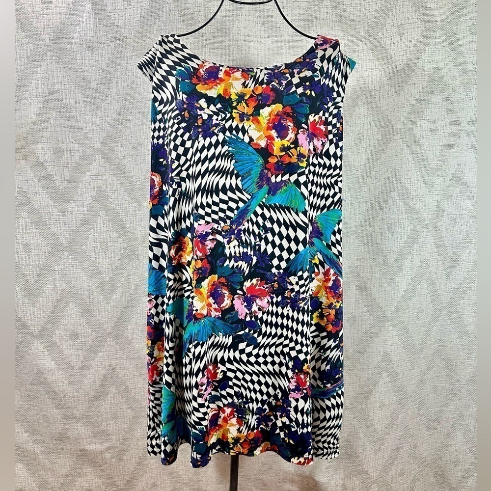 Nikki Poulos alice in wonderland checkered printed tunic size 3X